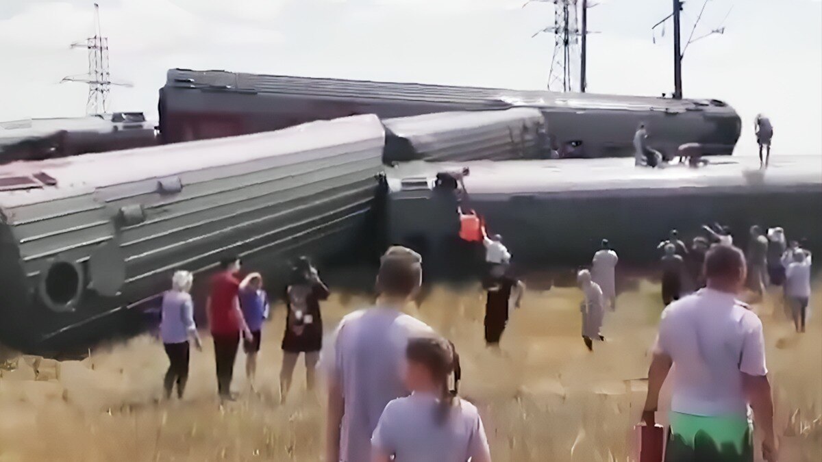 Train derails in Russia after truck drives onto track, over 100 injured