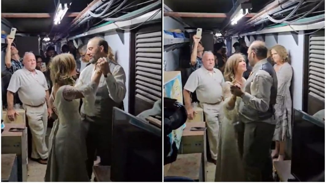 Watch: Newlyweds' first dance in Jerusalem bomb shelter as Iran rained missiles