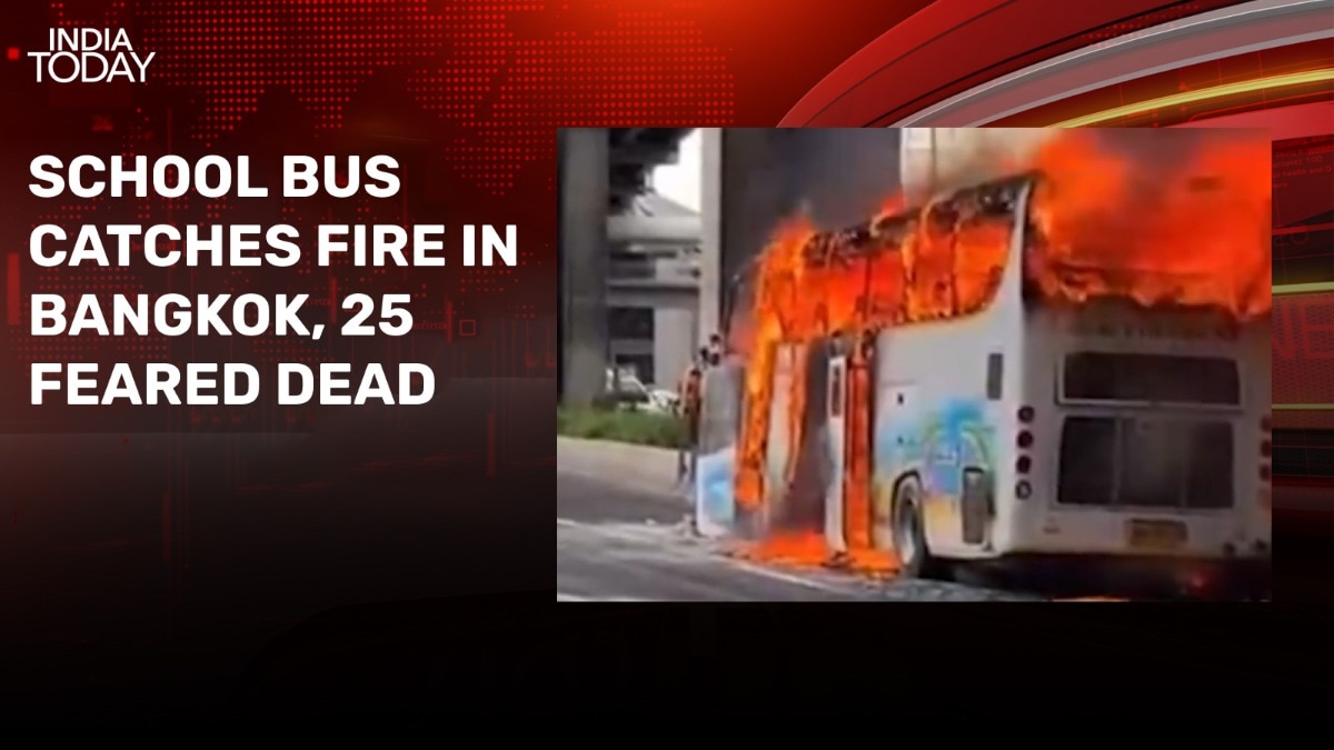 Fire engulfs school bus in Bangkok 25 students feared dead